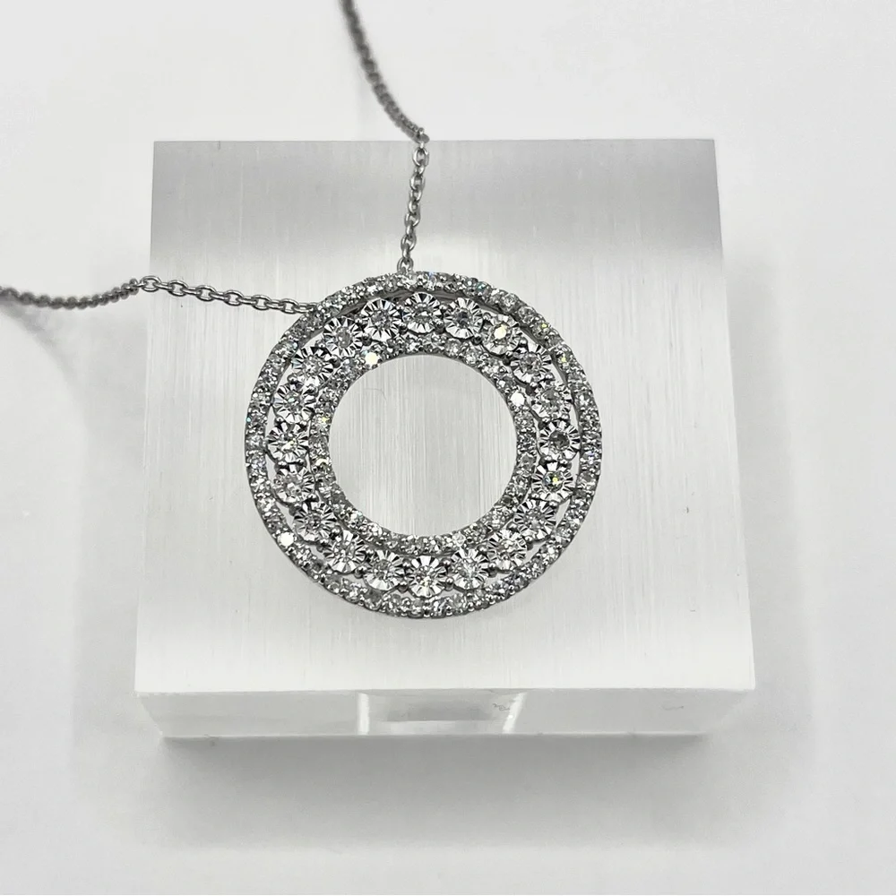 1.00 CT Lab Diamond Round Sterling Silver Necklace Pendant - Picture 7 of 9
